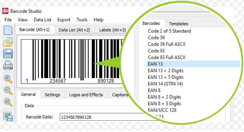 Crie c&oacute;digos de barras em software de c&oacute;digo de barras