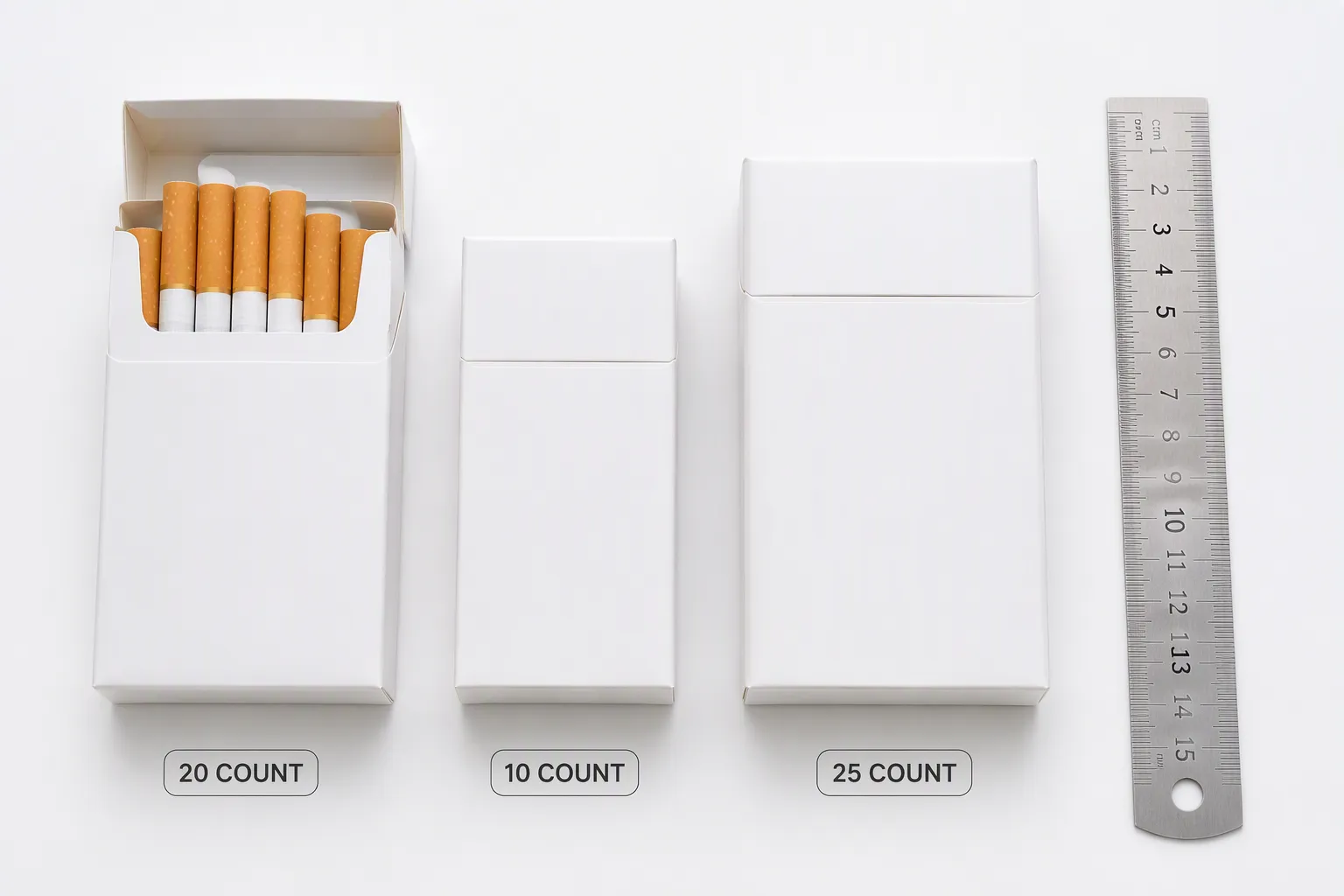 Dimens&otilde;es padr&atilde;o do ma&ccedil;o de cigarros
